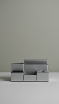 Desk organizer in brushed metal